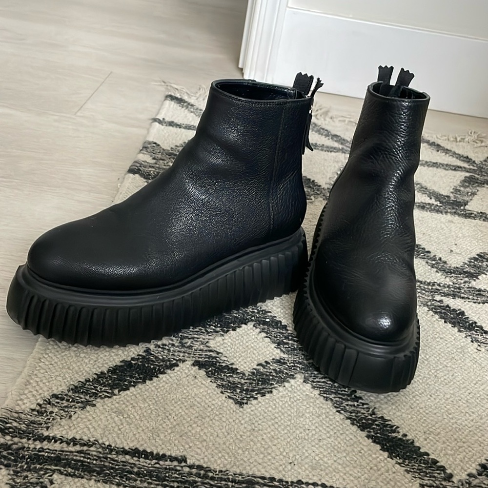 AGL leather lug boots